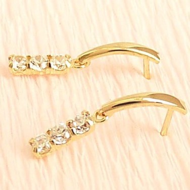 [ new goods ]18 gold /k18/ yellow gold / Cubic / half hoop earrings 