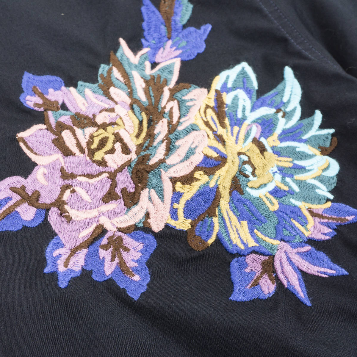 美品 ps Paul Smith コットンシャツ Mサイズ 刺繍 花柄 ブラック 長袖