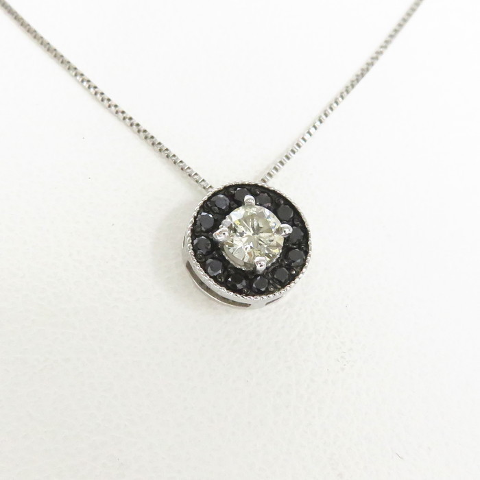 ダイヤモンド 0.23ct ブラックダイヤモンド 計0.15ct ネックレス K18WG