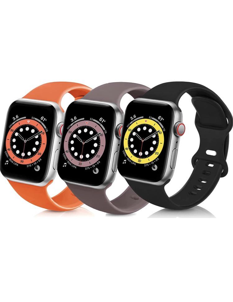 3本セット Apple Watch バンド コンパチブル アップルウォッチバンド 男女兼用 スポーツバンド42/44/45mm シリコンバンド