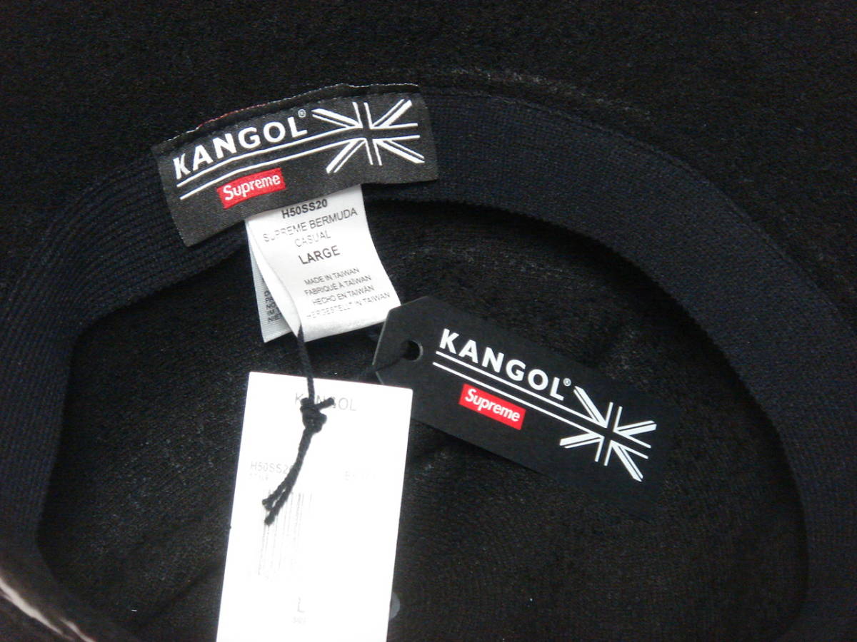 新品未使用 送料無料 Supreme Kangol Bermuda Casual Hat 黒 L 納品書