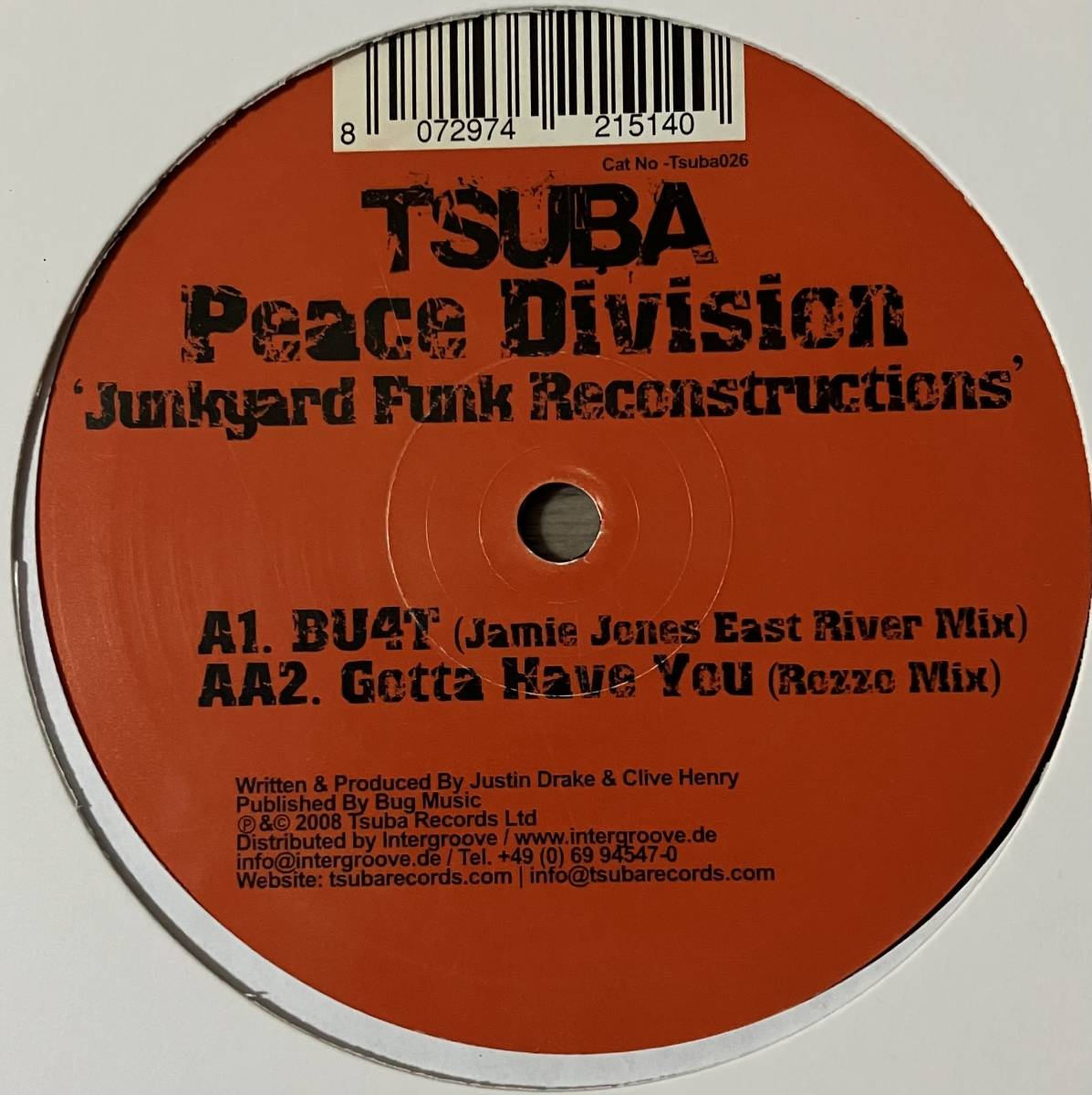 [ 12 / レコード ] Peace Division / Junkyard Funk Reconstructions ( Tech House ) Tsuba Records ハウス テクノ_画像1