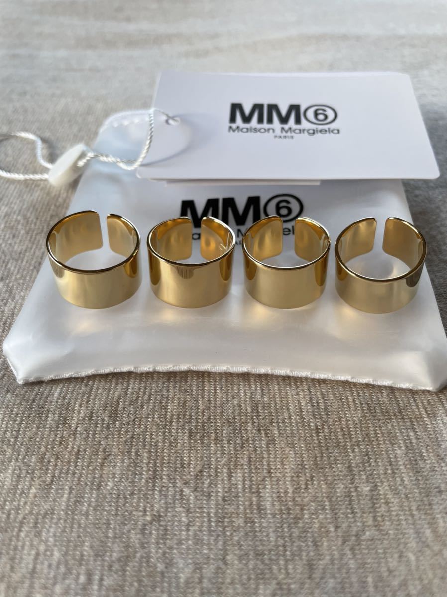 22SS新品4 メゾンマルジェラ MM6 4連リング 指輪 今期 size 4 Maison Margiela 6 マルタンレディース アクセサリー  リング ゴールド