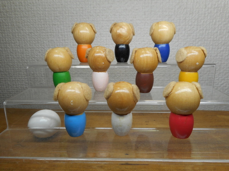 ブタちゃん　ボウリング　木製人形　昭和レトロ　ビンテージ　豚　ブタ　木製玩具_画像2