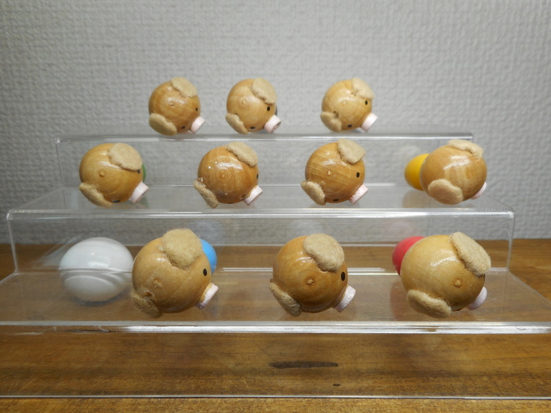 ブタちゃん　ボウリング　木製人形　昭和レトロ　ビンテージ　豚　ブタ　木製玩具_画像5