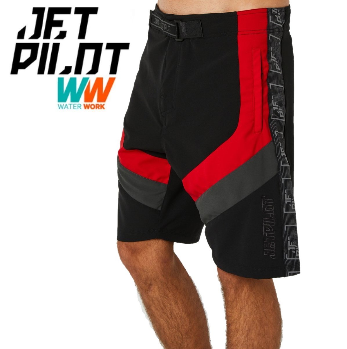 ジェットパイロット JETPILOT 2023 ボードパンツ 送料無料 オプティマム メンズ ボードショーツ S22900 ブラック/レッド 36 海パン_画像1