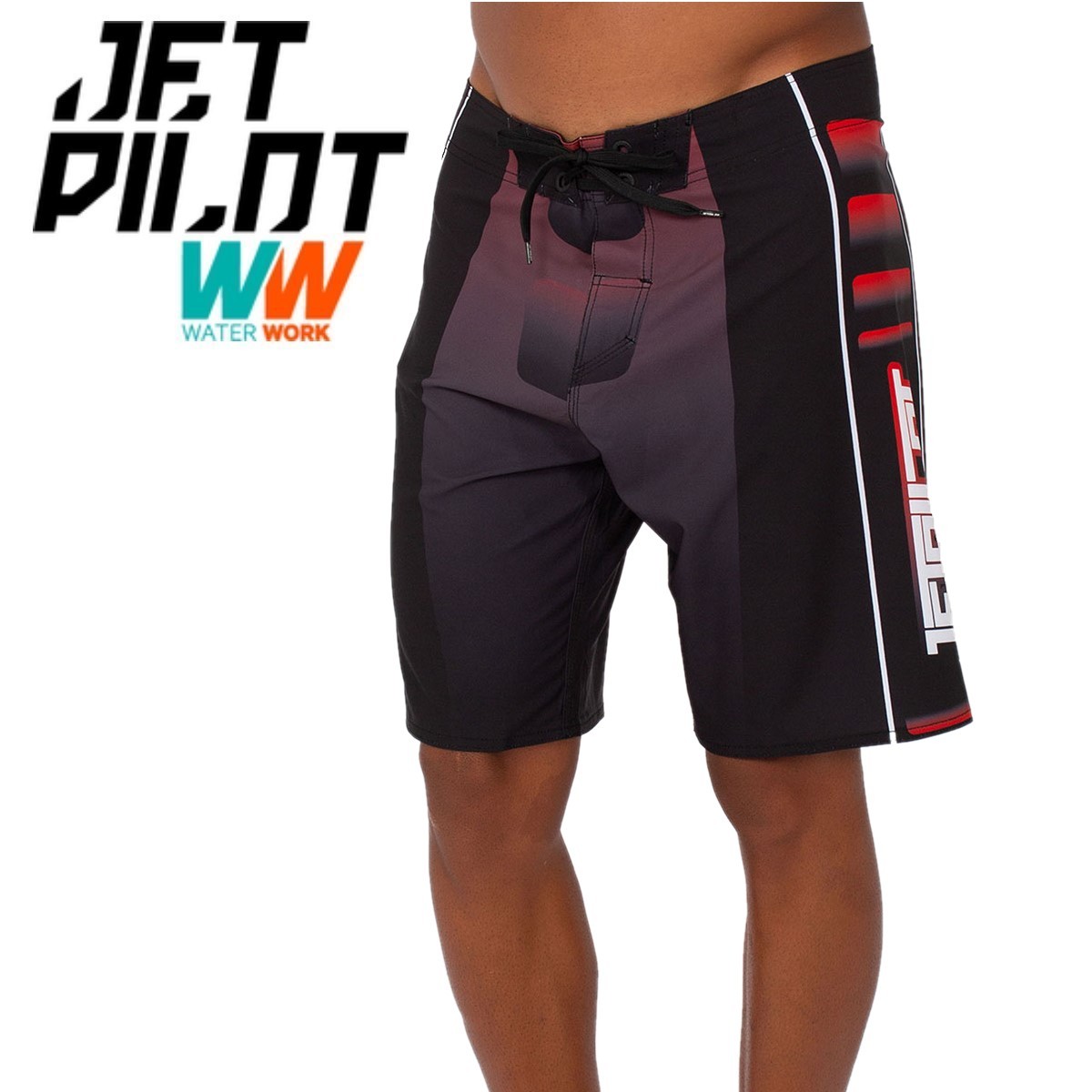 ジェットパイロット JETPILOT 2023 ボードパンツ 送料無料 ポディウム メンズ ボードショーツ S22910 ブラック/レッド 32 海パン