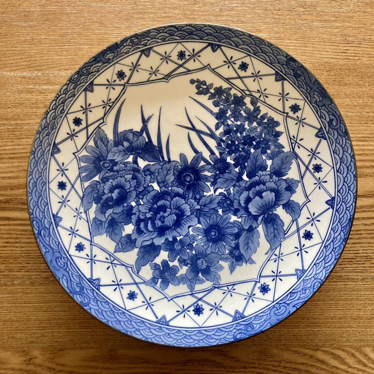 品 食器 大皿プレート 飾り皿 花柄 昭和レトロ アンティーク(陶磁一般 