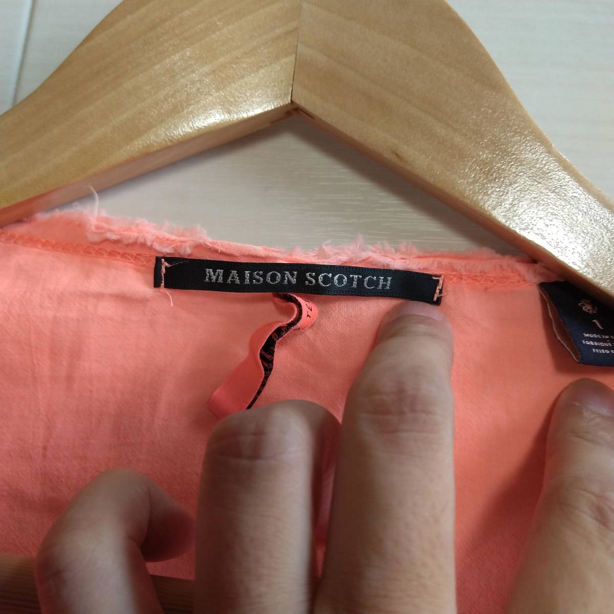 MAISON SCOTCH メゾンスコッチ トップス Tシャツ 無地 ラウンドネック 半袖 レディース オレンジ サイズ1 JL159_画像6