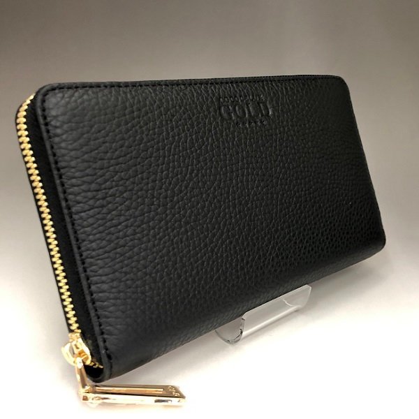 超 COCOCELUX GOLD ココセリュックス ゴールド ラウンドジップ 長財布 芸能人愛用 ココセリュックスゴールド ブラック 本革 レザー GOLD COCOCELUX 長財布