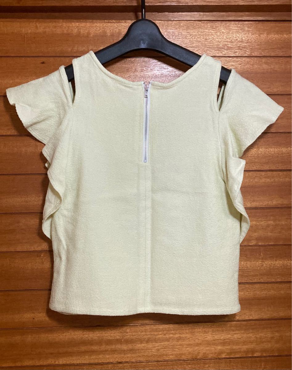 ビーラディエンス　日本製　フレアスリーブ　トップス　　ペールグリーン カットソー　シャーベットカラー　M Tシャツ 