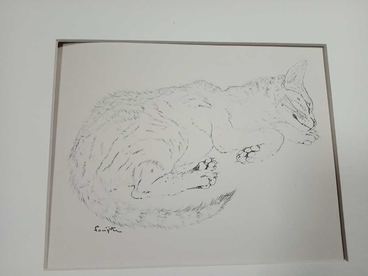 藤田嗣治 Night and the cat 「夜と猫」初版本より☆マット付き 19頁目