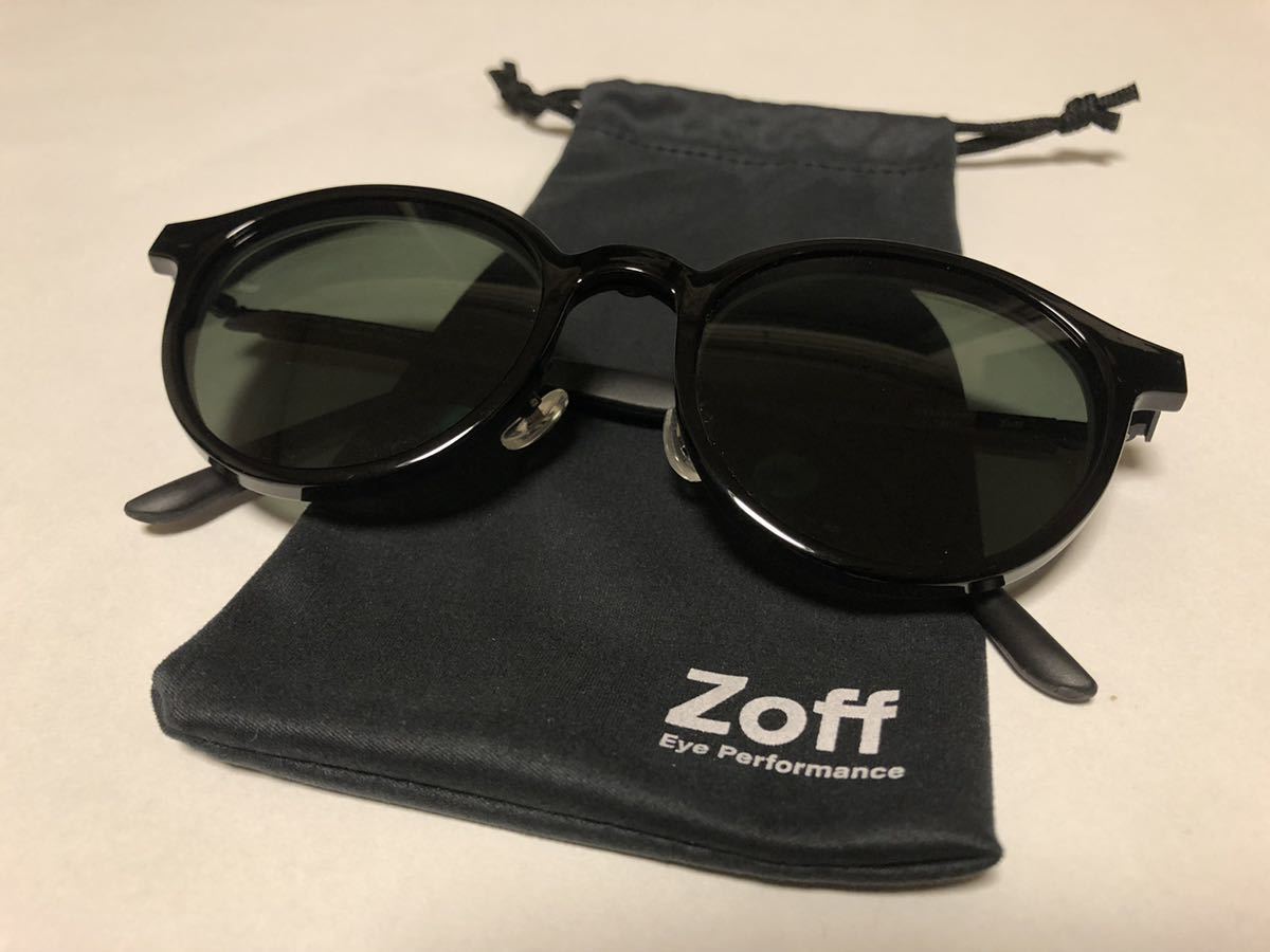 Zoff NIGHT&DAY(偏光機能搭載) ZY212G05-14F1 メガネ＆サングラス　2WAY ボストン　ブラック/グリーン_画像1