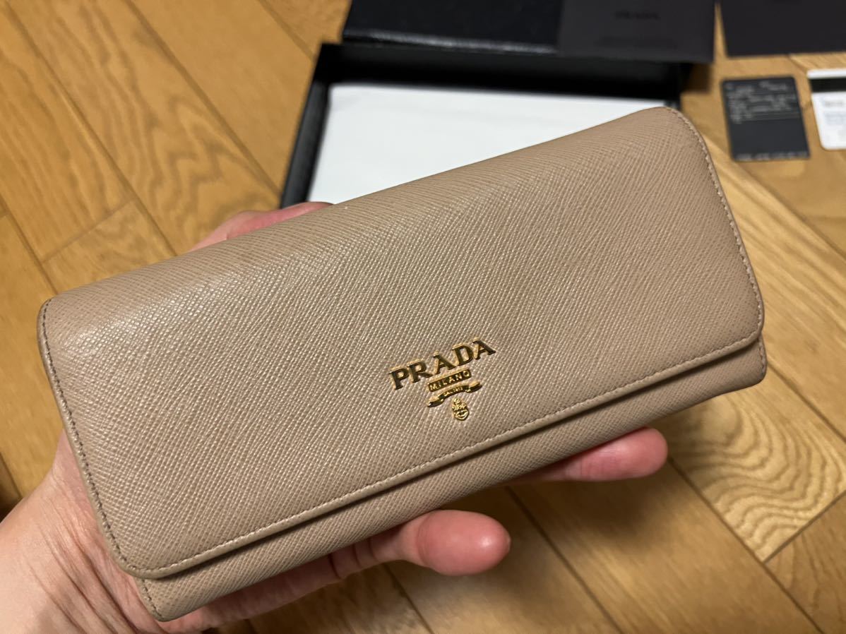 PRADA プラダ 長財布 サフィアーノ マルチカラー ベージュ ピンク