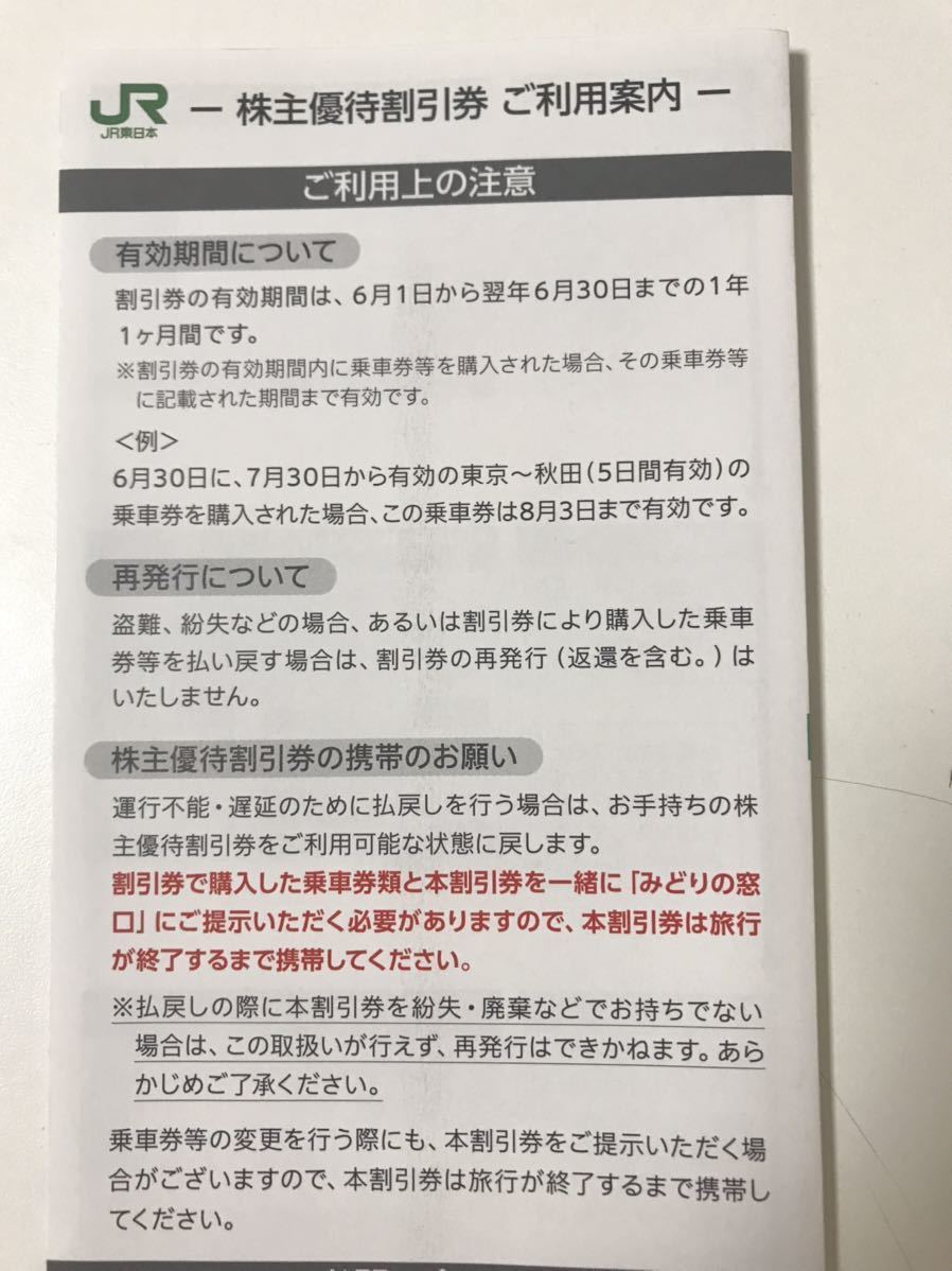 【送料無料】JR東日本　株主優待割引券　1枚_画像3