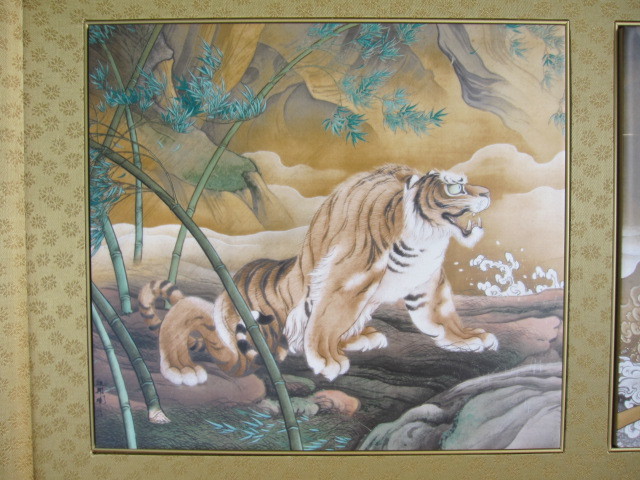 橋本雅邦 龍虎図屏風 陶板画 限定250部 1番 ケース付き 保証書 橋本雅邦 龍虎図屏風 陶板画 限定250部 1番 ケース付き 保証書