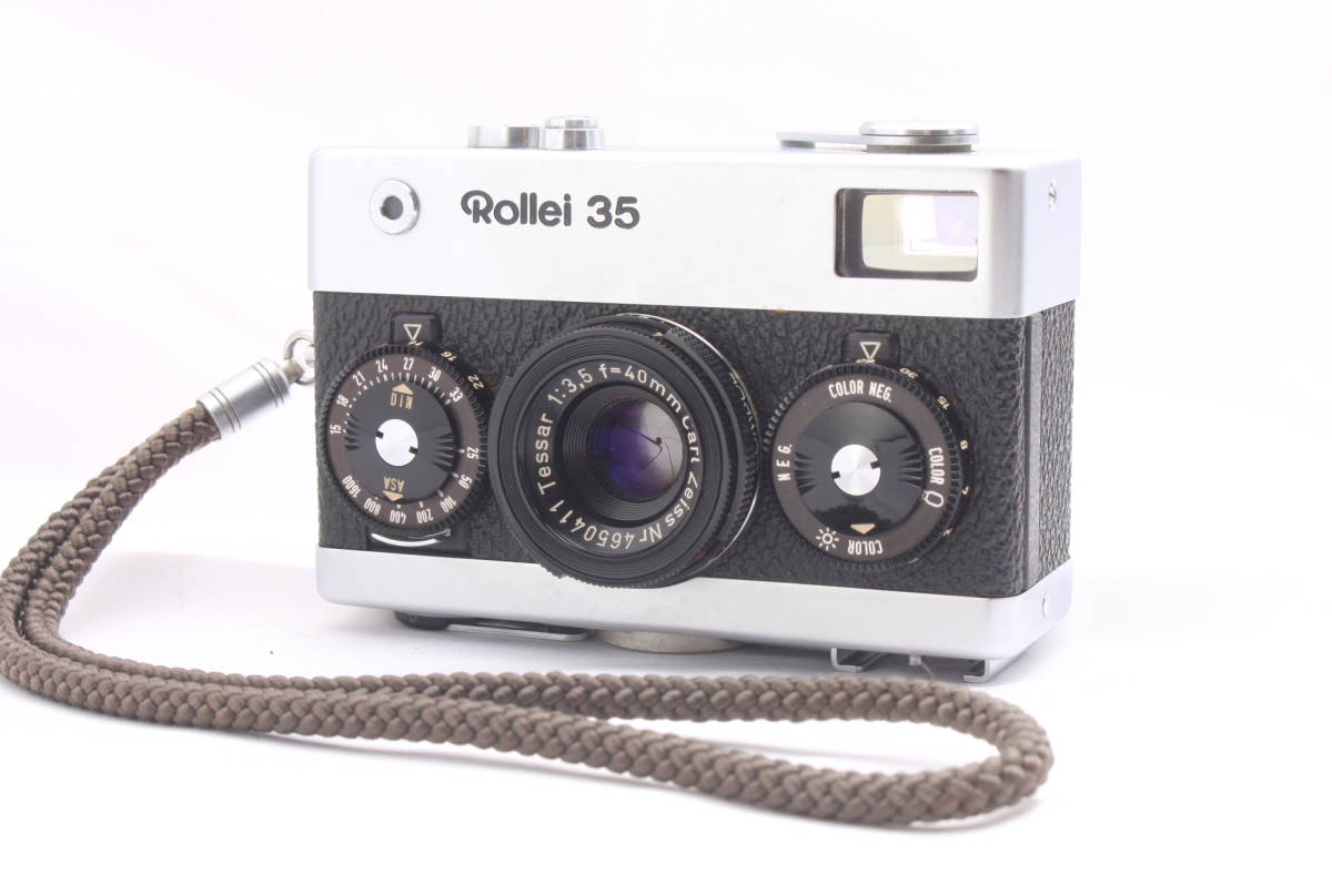 貴重 極美品 初期型 Rollei 35 ドイツ製 ローライ Carl Zeiss Tessar 40mm F3.5 純正ストラップ 露出計OK #666
