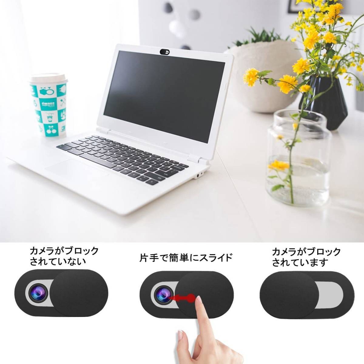 【送料無料】6個セット ウェブカメラカバー Webcam Cover 盗撮防止機能付き webカメラ カバー タブレット ラップトップ 携帯電話_画像3