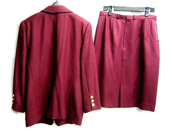 Leilian レリアン EMMERICH & EGER タスマニアウール100％のセットアップスカートスーツ ボルドー系！_画像2