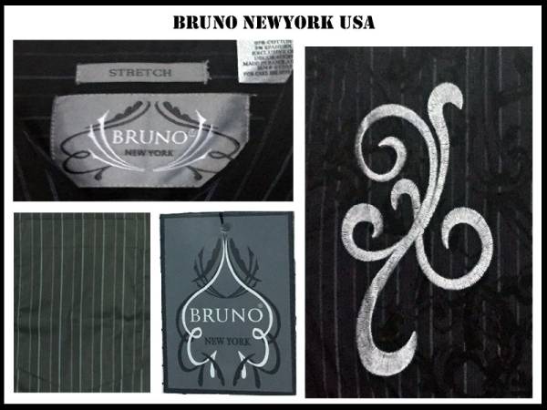 新品 【黒色-4XLB】 Bruno Newyork ストライプシャツ　人気大きいサイズ　ローライダー　ドレススタイル_画像2