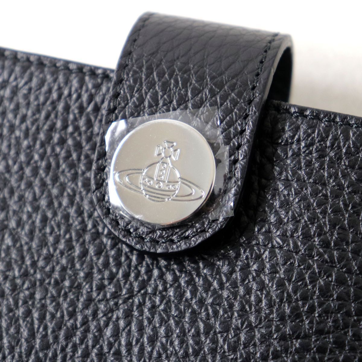 1 未使用品◇Vivienne Westwood ヴィヴィアンウエストウッド 51110028 Dot オーブボタン付 裏地総柄 レザー カードケース ブラック 黒 伊製_画像5