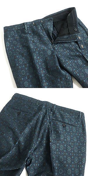未使用品□GUCCI/グッチ 総柄/裏地フローラル 296845/296272 DANDY ウール×シルク パーティースーツ 上下セットアップ ブルー系 46R 正規_画像5