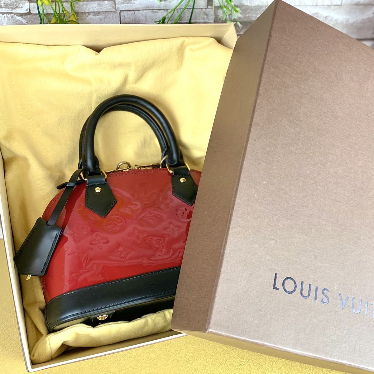 a295 1円 Louis Vuitton アルマBB 赤 マットブラック 黒 ２WAY 