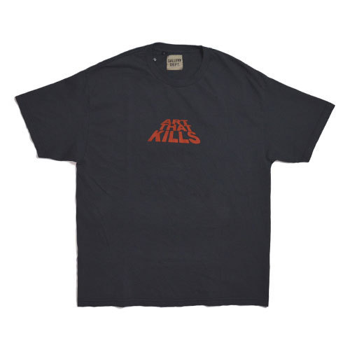 【GALLERY DEPT. / ギャラリー デプト】ATK Stack Logo Tee , ロゴ プリント ウォッシュ ブラック T-Shirt Tシャツ《SIZE : L》