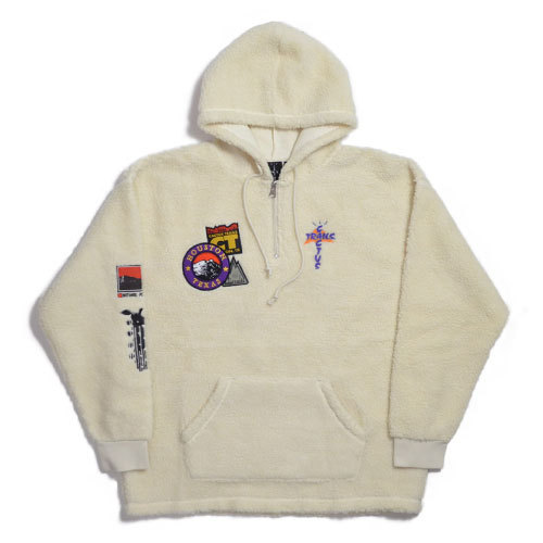 【TRAVIS SCOTT / トラビス・スコット】CACTUS TRAILS HALF-ZIP SHERPA HOODIE , カクタスジャック ハーフジップ パーカ《SIZE : XL》