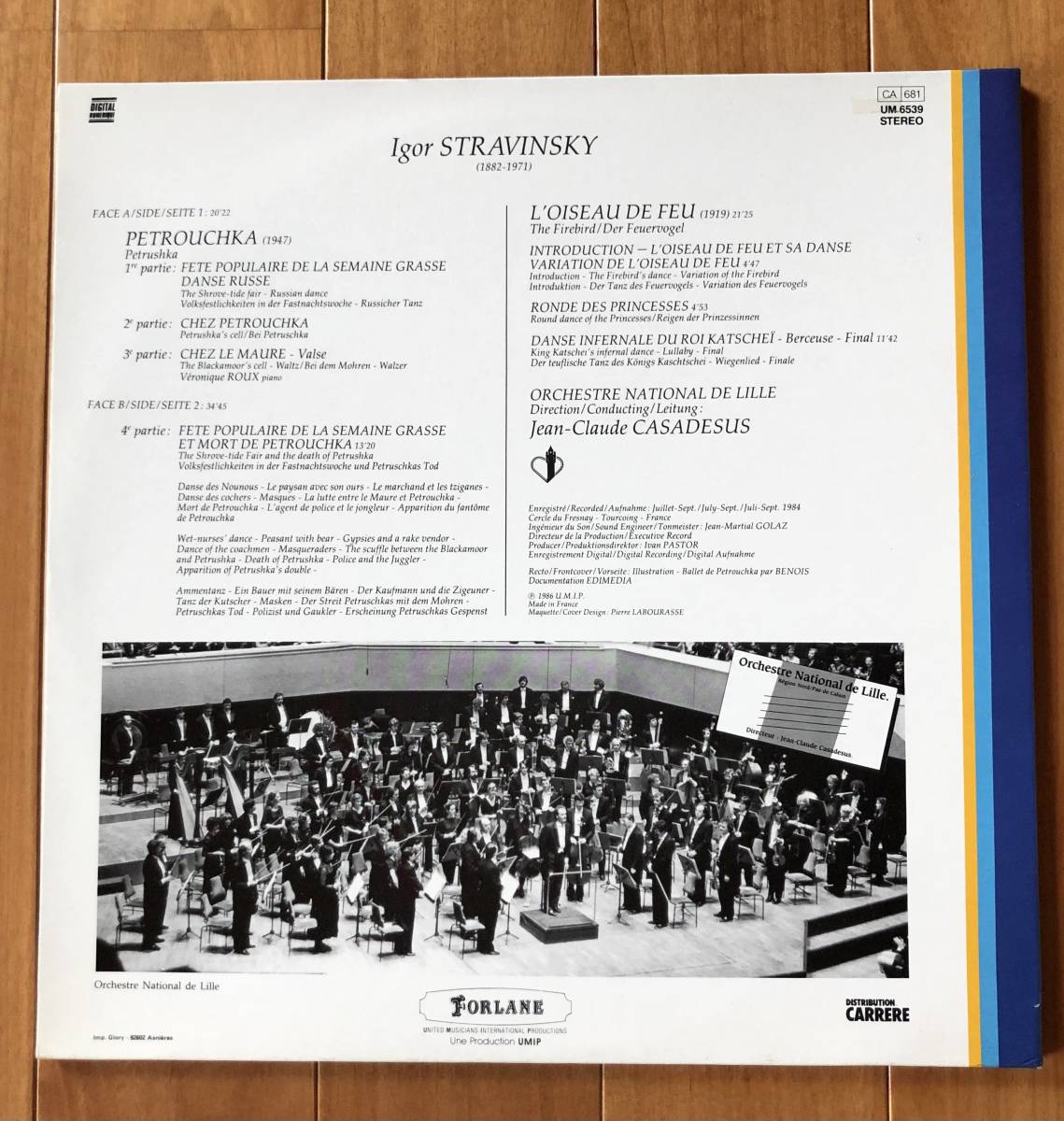LP-Aug / 仏 FORLANE / Jean-c.Casadesus・Orchestre National de Lille / ストラヴィンスキー_バレエ音楽「ペトルーシュカ」他 _画像2
