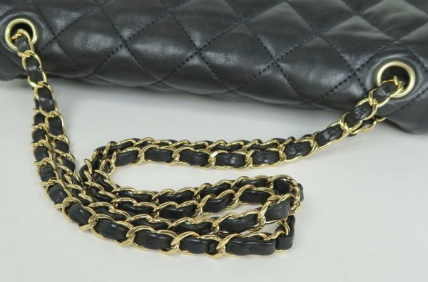 CHANEL シャネル フラップ チェーントリム マトラッセ ダブルチェーン ショルダーバッグ ブラック b5626_画像9