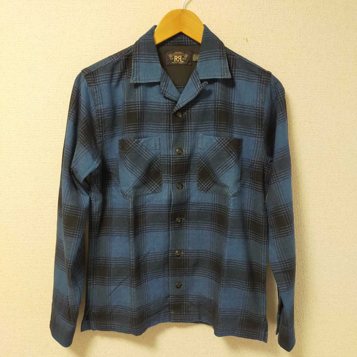 RRL ダブルアールエル ラルフローレン オンブレチェックシャツ ウール混 長袖 XS ネイビー(紺)