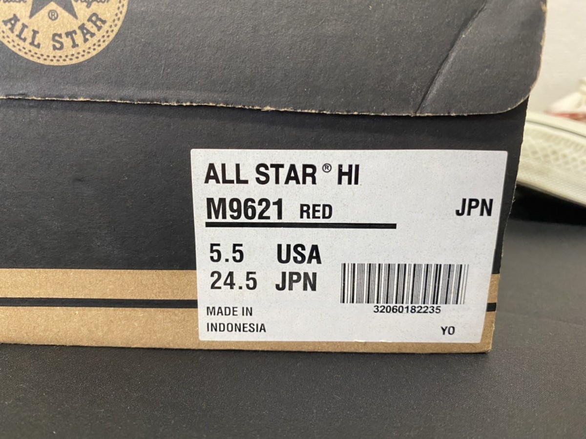 数回使用程度　A3　CONVERSE　コンバース　ALL STAR HI　オールスター　M9621　RED　レッド　24.5㎝　スニーカー　ハイカット　現状品_画像2
