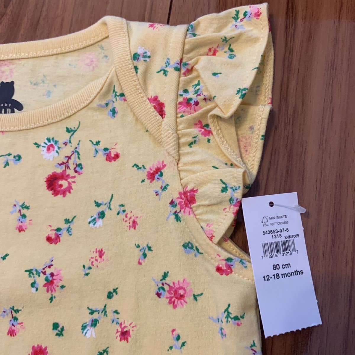 【新品】baby GAP ベビー ギャップ 肩フリル 花柄 水玉 ロンパース ボディシャツ ボディスーツ 80cm 女の子