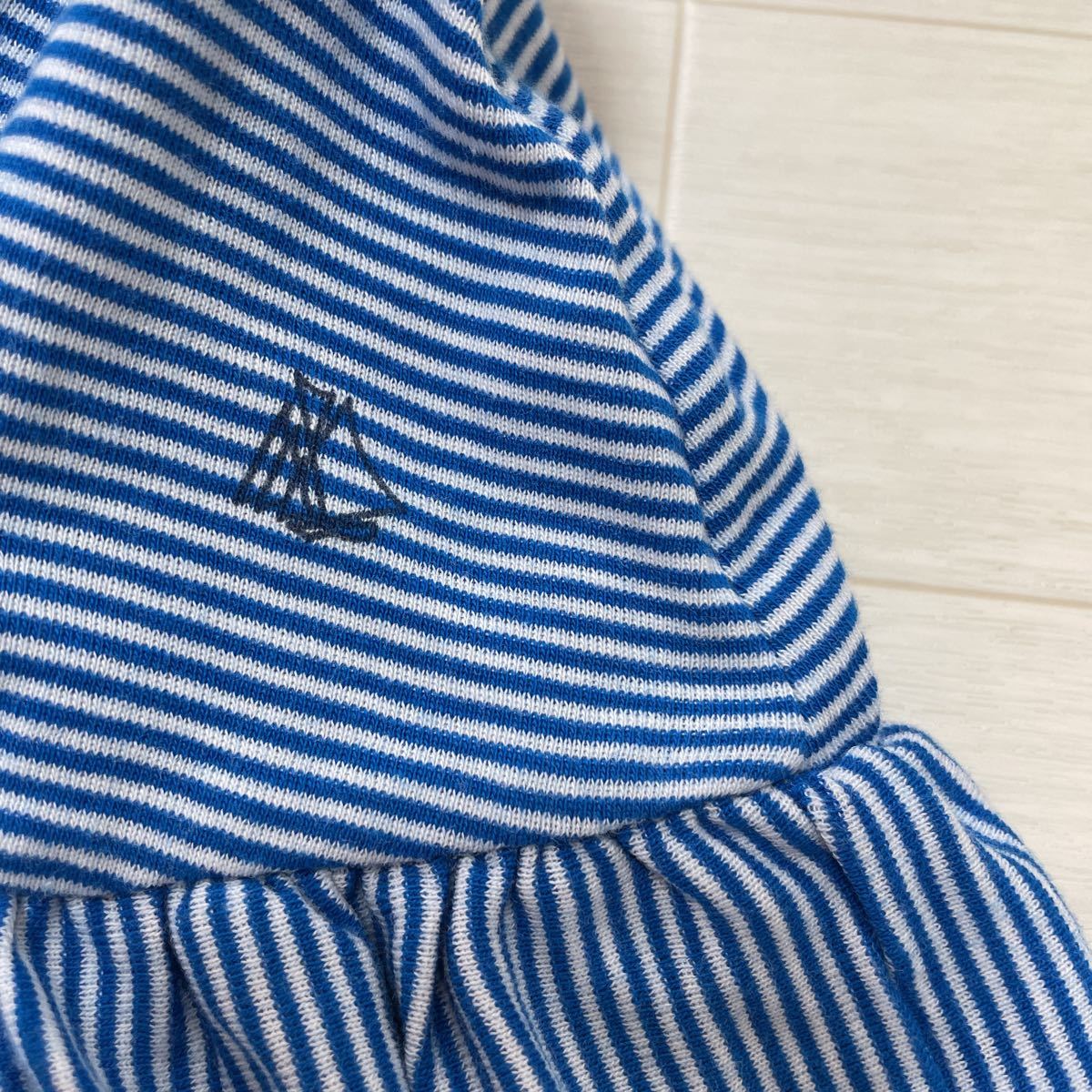 プチバトー PETIT BATEAU キッズ ジュニア 女の子 ワンピース ブルー色 ボーダー柄 サイズ12ans/152cm 美品_画像6