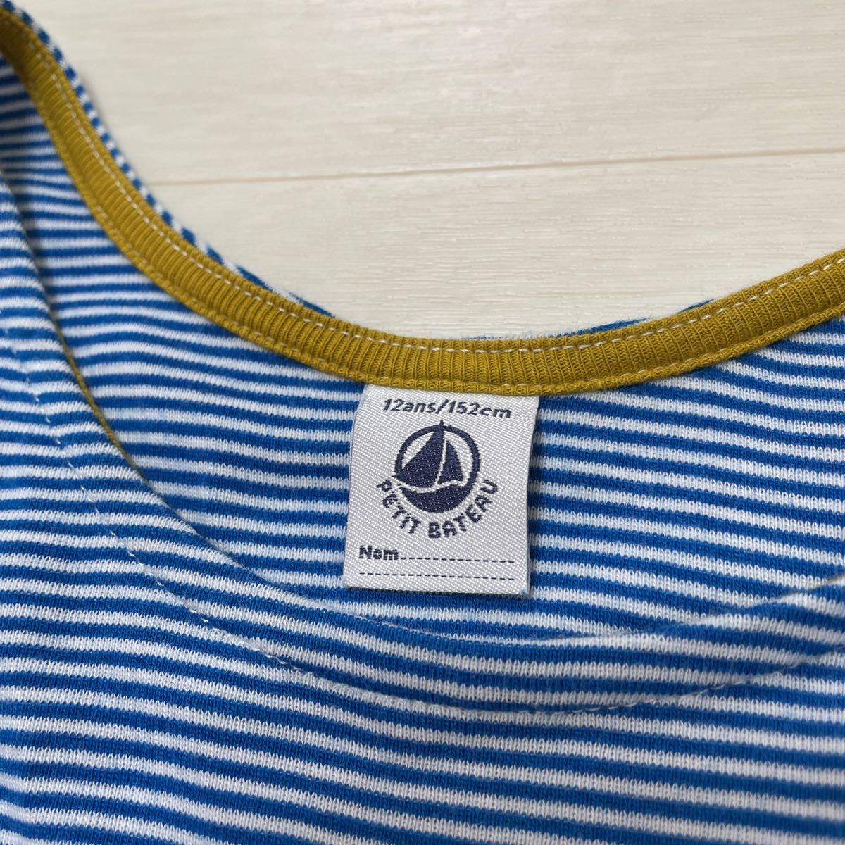 プチバトー PETIT BATEAU キッズ ジュニア 女の子 ワンピース ブルー色 ボーダー柄 サイズ12ans/152cm 美品_画像3