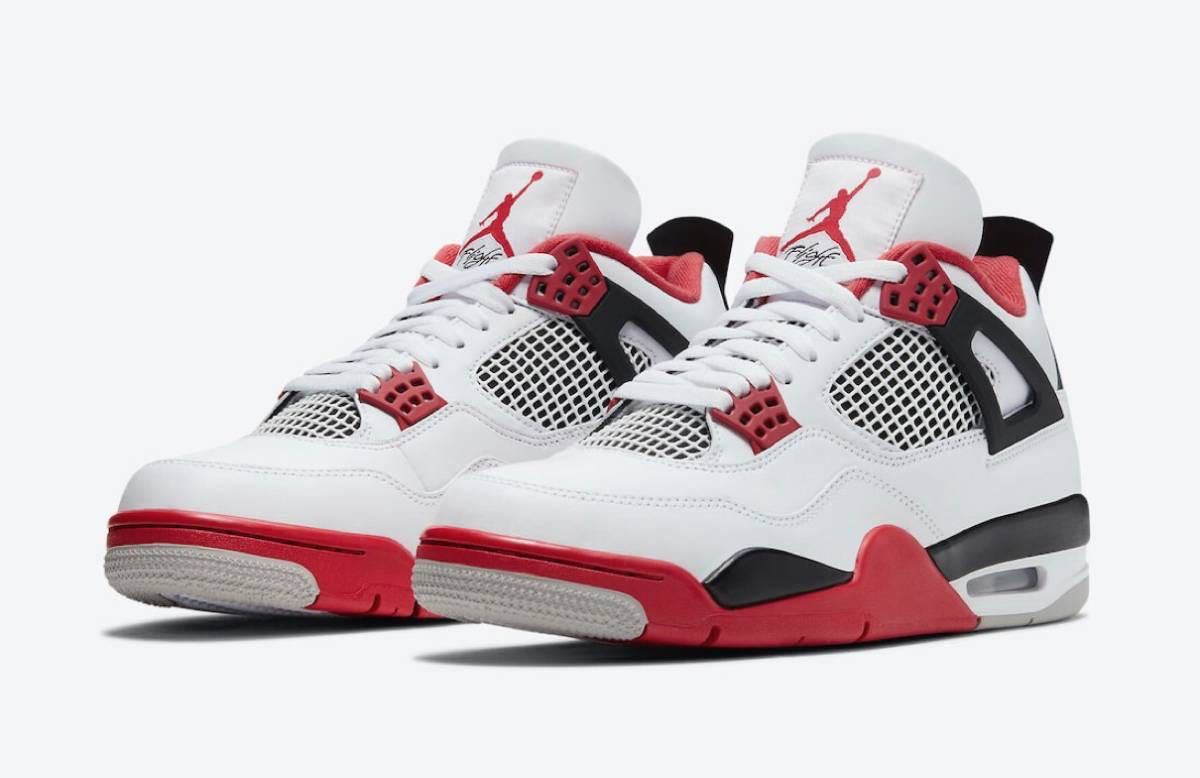 新品 送料込 NIKE AIR JORDAN 4 RETRO 'FIRE RED' 28cm/US10 白赤黒