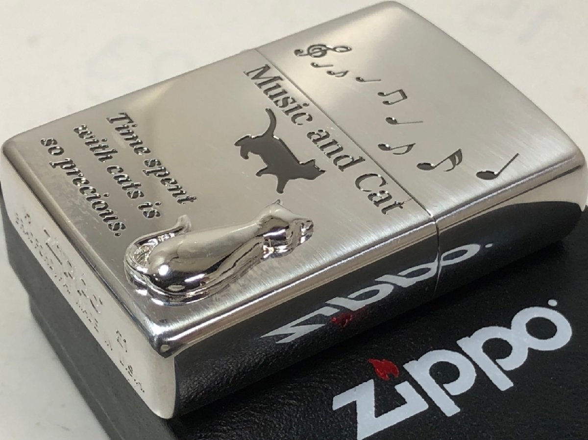 Zippo Cat ネコ 【ねこメタル】 Love Cat 2SIM-MUSICCAT 銀いぶしシルバー/新品2_画像3