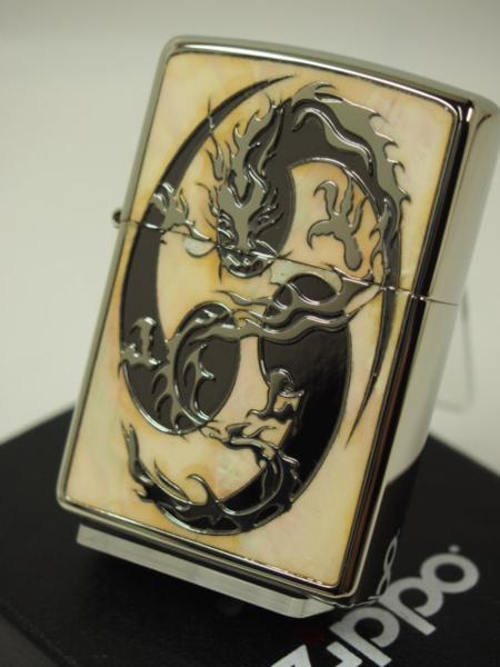 ジッポーZippo Shellシェル（りゅう龍 竜ドラゴン）白蝶貝象嵌 DGS-B 新品 2012年製_画像1