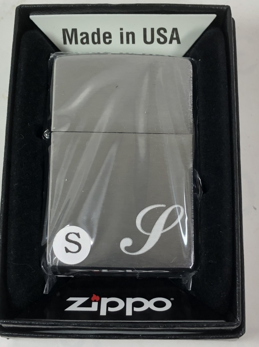 Zippo イニシャル「 S 」シルバー色・エッチング彫刻 200-S 新品ジッポ_画像2