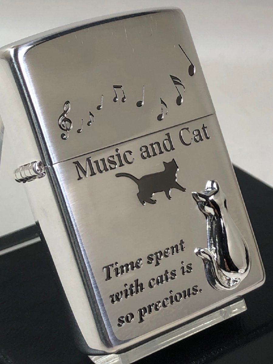 Zippo Cat ネコ 【ねこメタル】 Love Cat 2SIM-MUSICCAT 銀いぶしシルバー/新品2_画像2