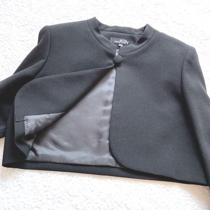 東京イギンブラックフォーマルアンサンブル ワンピースセットアップ ノーカラーL 11号 スーツ 黒 高級喪服礼服