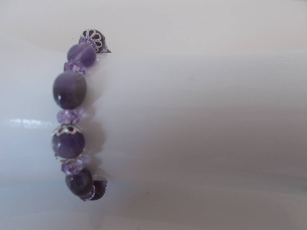 アメジスト（紫水晶）のブレスレット、ゴム製_画像6