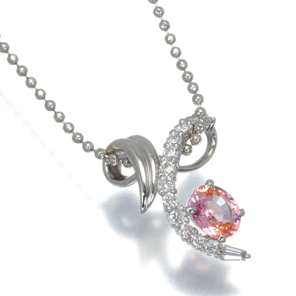 ピンクサファイア 0.715ct ダイヤ ダイヤモンド 0.25ct ネックレス