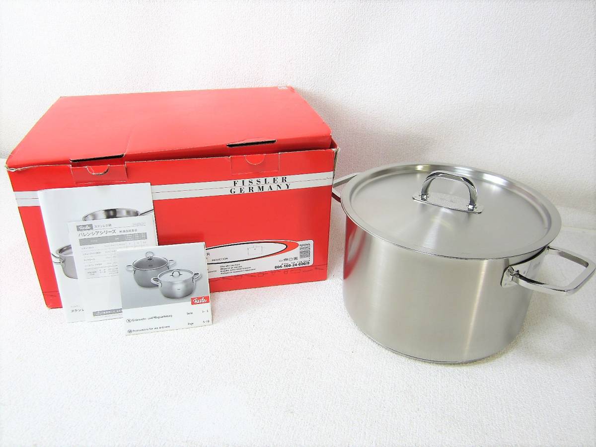 【未使用】Fissler フィスラー シチューポット 両手鍋 内径24cm 容量7.1L ステンレス鍋 IH対応 底厚三層カプセル構造 元箱 説明書 (4440)