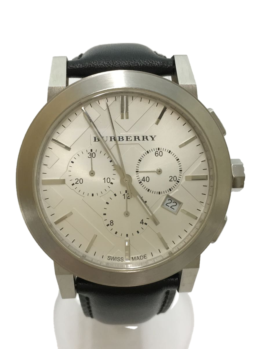 BURBERRY◆クォーツ腕時計/アナログ/レザー/WHT/BLK/BU9355