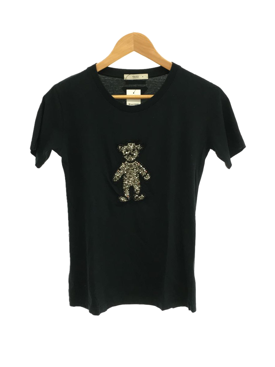 PRADA◇Tシャツ/M/コットン/ネイビー/クマ/ビジュー www