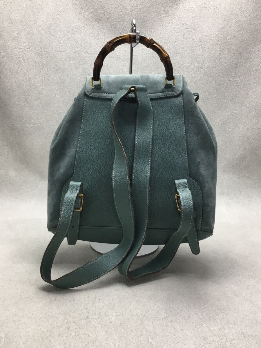 GUCCI◇バンブー/バックパック/リュック/スウェード/レザー/BLU/003