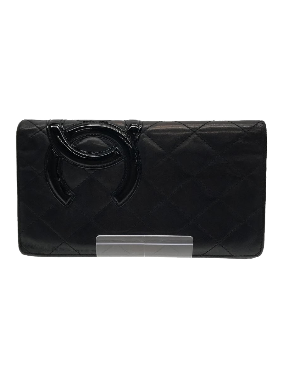 CHANEL◇長財布/レザー/BLK/カンボンライン/2つ折り財布/ココマーク