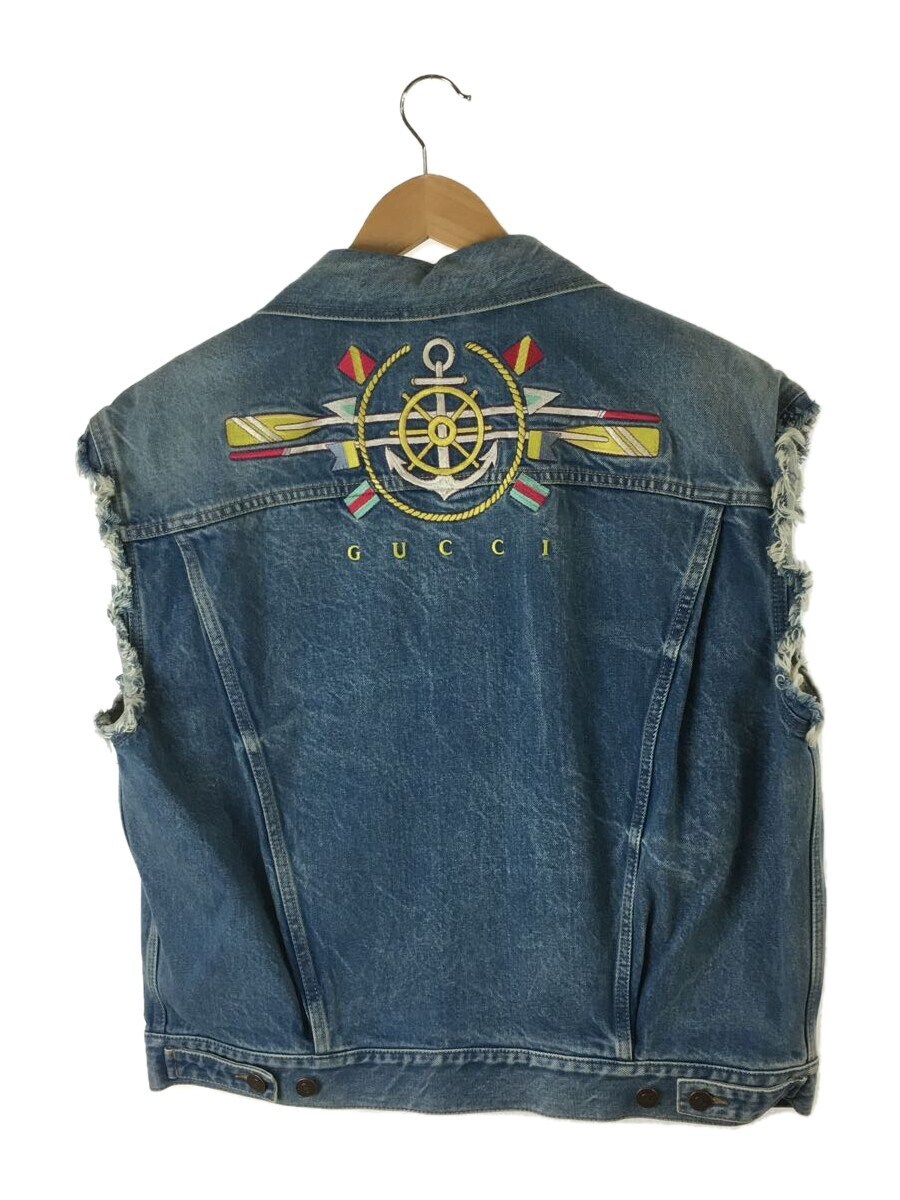 GUCCI◇Anchor Embroidery Denim Vest/デニムベスト/48/デニム ...
